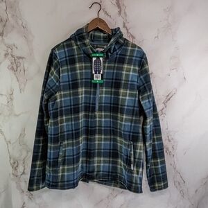 ONeill Fleece Womens XL Blue Plaid Half Quarter Zip Pullover Sweater Jacket
